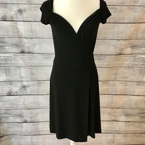 Norma Kamali Black Wrap Dress Sweetheart Cap